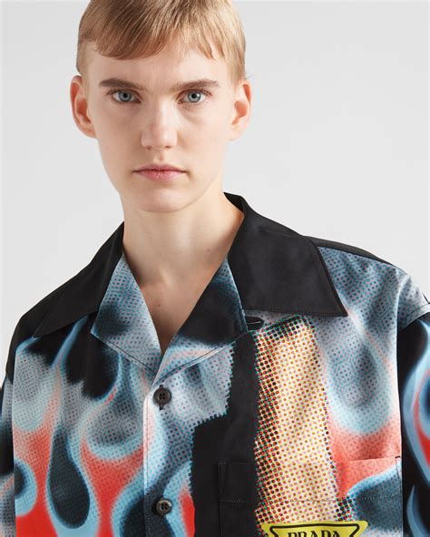 prada comic dress shirt|Black Timecapsule Printed Cotton Shirt .